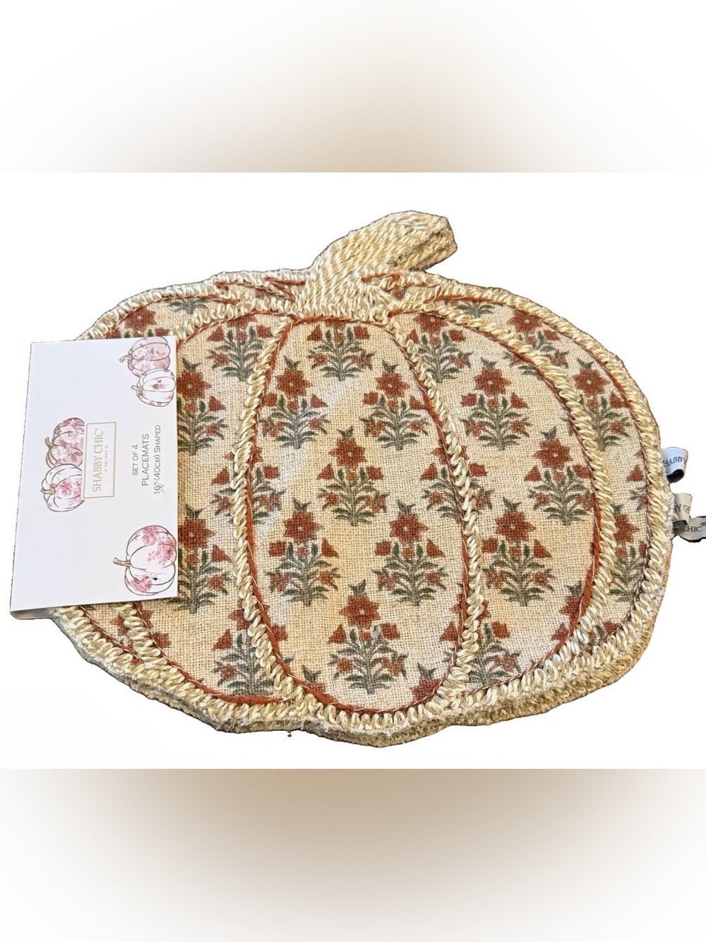 Shabby Chic Pumpkin Placemat in Beige, Rust, Green